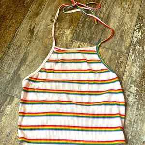 Women’s multicolor small crop top that ties in the back